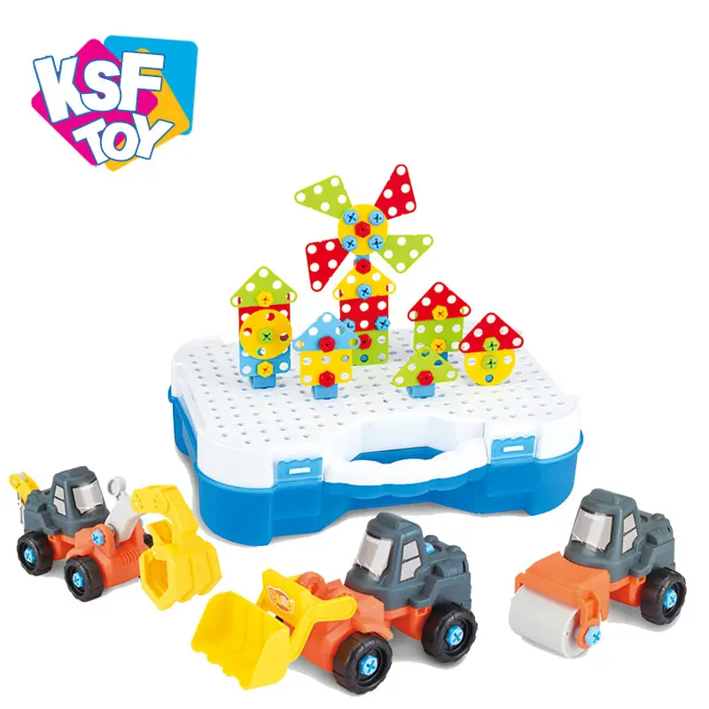 educacional 3 em 1 conjunto parafuso auto montagem blocos de construção de brinquedos de plástico brinquedos para as crianças