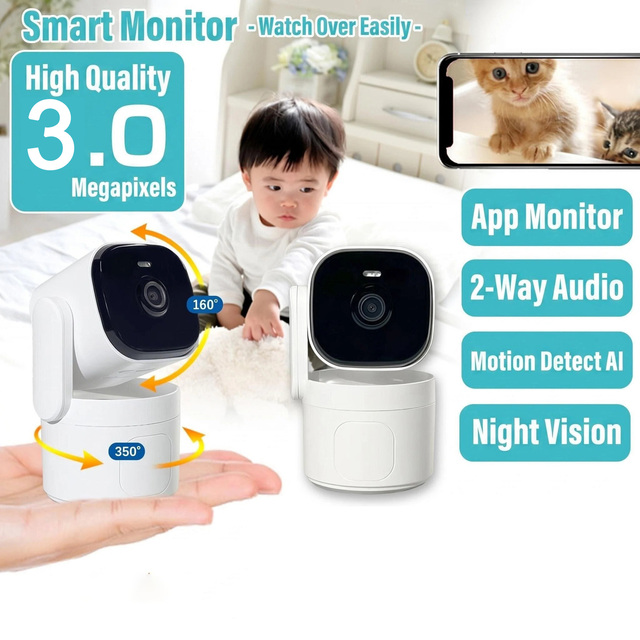 Manufacturer OEM ODM Tuya Smart 3MP WIFI Dual Bands Baby Monitor Smart  Home Auto Tracking Security PTZ Camera