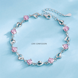 KOMI amor corazón pulsera niñas CZ pulseras rosa azul Cubic Zirconia mar del corazón pulseras para Boudoir estudiante mano joyería - Product Image 4
