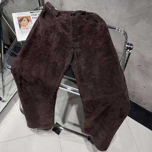 Nouveaux pantalons en <span class=keywords><strong>cuir</strong></span> pour femmes, pantalons en <span class=keywords><strong>cuir</strong></span> de mouton véritable, pantalons longs en daim marron - Product Image 1