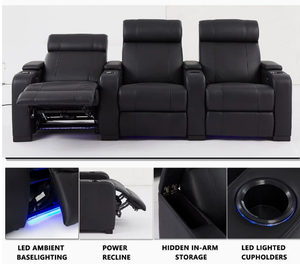 Sofá eléctrico de cuero con respaldo alto, piel de vaca de primera calidad, cómodo para descansar y dormir, conjunto de sala de cine de alta gama - Product Image 6