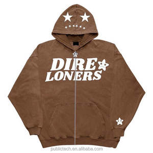 Sweat à capuche de haute qualité Zip up Puff Print Jacket Fleece Cotton Mens Full Zip Hoodie French Terry Acid Wash Custom Zip Hoodie - Product Image 4