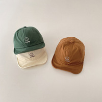 Gorro de algodón suave para niños pequeños, gorra Snapback con bordado de cara sonriente para bebé