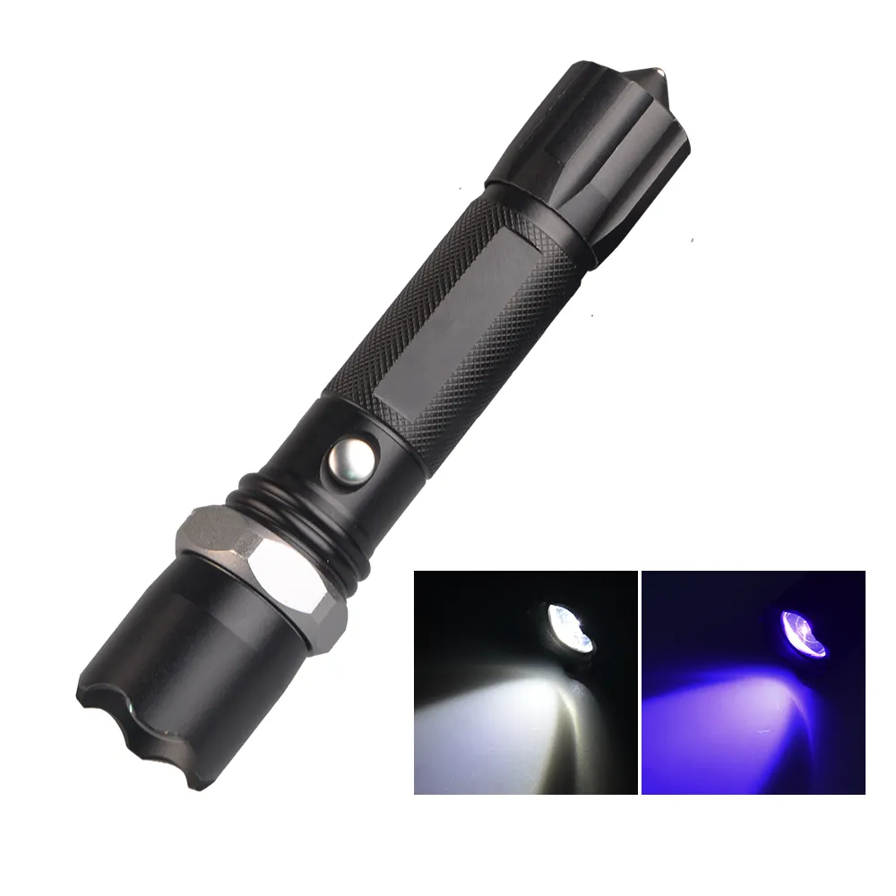 DEM Rechargeable Torch Powerful UV Flashlight And White Light Dual Light Sources Mini Promotional Torch for Fishing