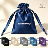 Sacs en soie personnalisés avec logo, sacs anti-poussière pour perruques, pochettes cadeaux en satin à cordon pour cosmétiques, bijoux, lingerie, sacs à main