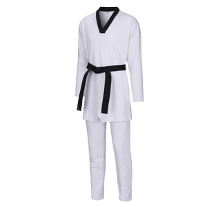 ชุดเทควันโด Goregain <span class=keywords><strong>WTF</strong></span> รุ่นใหม่ สีดำ คอเสื้อแบบ Unisex ผลิตจากผ้าโพลีเอสเตอร์ผสมสแปนเด็กซ์ สำหรับฝึกซ้อม สามารถสั่งตัดได้ - Product Image 2