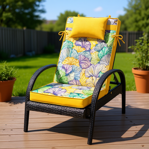 Coussins de chaise de jardin d'extérieur 120x55x8cm légèrement hydrofuges avec rembourrage en mousse et sangles de fixation, confortables pour une utilisation en extérieur - Product Image 2