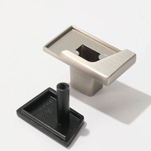 Folding Handle Zinc Alloy Rectangle <b>Drawer</b> Hardware Scandinavian Style <b>Silver</b> Black Color Blocking Durable - Product Image 1