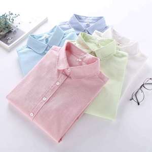 <span class=keywords><strong>Camisa</strong></span> Oxford Ecológica de Alta Calidad para Mujer, 100% Algodón Canvas, Color Sólido, Logotipo Bordado Personalizado, Blusas, Camisas Digitales - Product Image 3