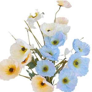 Venda quente Única Papoula Flores Anêmona Branco Artificial Mar Anêmona Flor para Casa Decoração Interior Do Casamento - Product Image 6