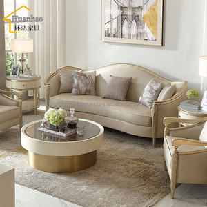 Set di Divani in Pelle di Lusso Moderno per Villa, Divano con Struttura in Legno Curvo e Imbottitura in Spugna per Arredamento Soggiorno - Product Image 3