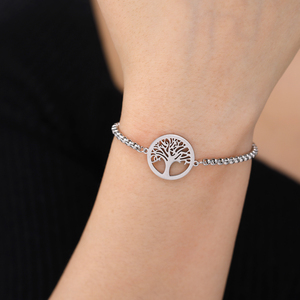 Myshape <span class=keywords><strong>Bracelet</strong></span> à breloques <span class=keywords><strong>Arbre</strong></span> <span class=keywords><strong>de</strong></span> <span class=keywords><strong>Vie</strong></span> en acier inoxydable Bracelets à chaîne ajustable Pulsera Vintage Amulette Bijoux Cadeau pour Femmes Hommes - Product Image 6