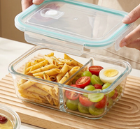 Boîte à lunch en verre borosilicate de haute qualité, compatible micro-ondes, ensemble de contenants de stockage alimentaire avec couvercles en PP pour les employés de bureau