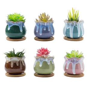 Commercio all'ingrosso a buon mercato Mini vaso di fiori decorazione del giardino succulente Cactus colorato smalto vaso di fiori