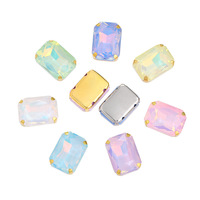 Strass Selina Crystal rectangulaire octogonal opale moka à griffes, à coudre pour accessoires vestimentaires, chaussures, sacs et robes de mariée