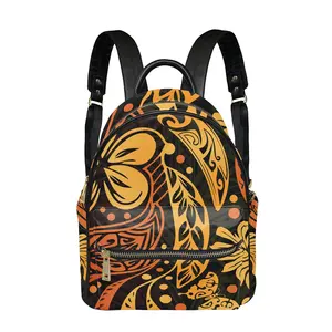 2022 Luxury Girl Backpack Polynesian Traditional Tribe Retro Print Totem Designer Travel Backpack Custom Ladies Leather Backpack