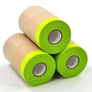 Pre-taped High Quality Painter Pre Taped Plastic Protection Painting Transparent Masking Film Tape Kraft Tape Film