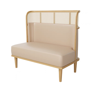 हल्के लक्जरी यू आकार रेस्तरां बूथ बैठने वाली कॉफी की दुकान सफेद चमड़े के सोफे और कुर्सी - Product Image 6