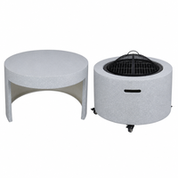 Barbecues MGO avec table 2-en-1, aspect pierre, gril à charbon de bois d'extérieur avec roues et écran anti-étincelles pour jardin, patio, mobilier d'extérieur