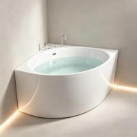Baignoire Spa Autoportante Moderne en Acrylique avec Massage par Air, Blanc Brillant, Écologique, pour Petits Espaces, avec Vidange Central Inclus