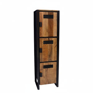 Long 3-Door Solid Wood Farmhouse Living <b>Room</b> <b>Cabinet</b> with Metal Legs-Modern Design for Home Decor Gym Entry Bathroom School Use - Product Image 2