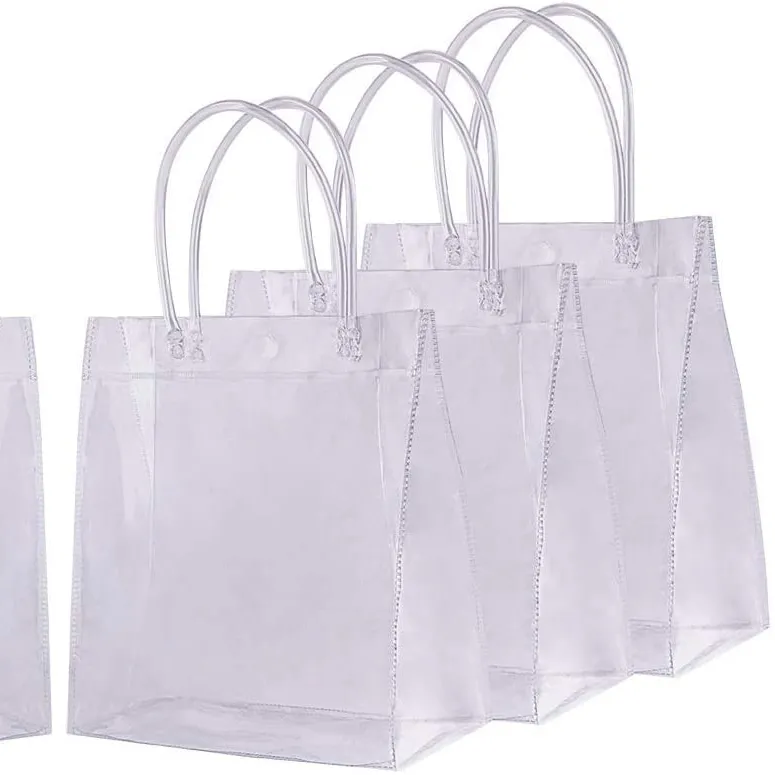 PVC מתנת שקיות קניות Tote שקיות שקוף ברור פלסטיק בתפזורת פלסטיק עם ידיות Sdootjewelry 36 חבילה שנזן אבטחת 80g