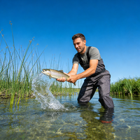 Leichte, modische Outdoor-Anglerhose mit Stiefeln für Herren – Atmungsaktive, wasserdichte Regenhose aus Nylon, wiederverwendbar