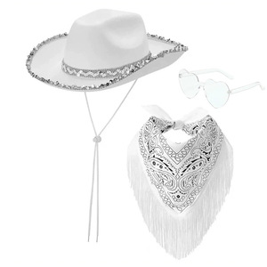Sombreros <span class=keywords><strong>de</strong></span> <span class=keywords><strong>Vaquero</strong></span> Unisex <span class=keywords><strong>de</strong></span> Fieltro Estilo Western con Pañuelos, <span class=keywords><strong>Accesorios</strong></span> <span class=keywords><strong>de</strong></span> <span class=keywords><strong>Disfraz</strong></span> Texano <span class=keywords><strong>para</strong></span> Adultos, Fiesta <span class=keywords><strong>de</strong></span> Disfraces <span class=keywords><strong>de</strong></span> Invierno - Product Image 2