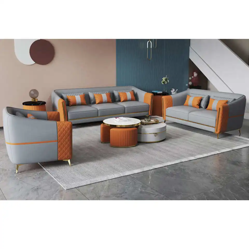 Lobby appartamento elegante divano divano di lusso set soggiorno nuovo design divano in vera pelle set mobili per soggiorno piccolo