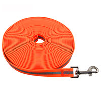 Fournitures de chasse pour chien en plein air 5M réfléchissant PVC enduit plat longue laisse de suivi souple une poignée rubans décoratifs de marche en métal