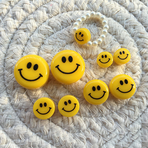 Gran oferta de accesorios acrílicos con cuentas de cara <span class=keywords><strong>sonriente</strong></span> amarilla con agujero recto de Corea del Sur Diy para pendientes de mano, collar, anillo, cuentas sueltas - Product Image 6