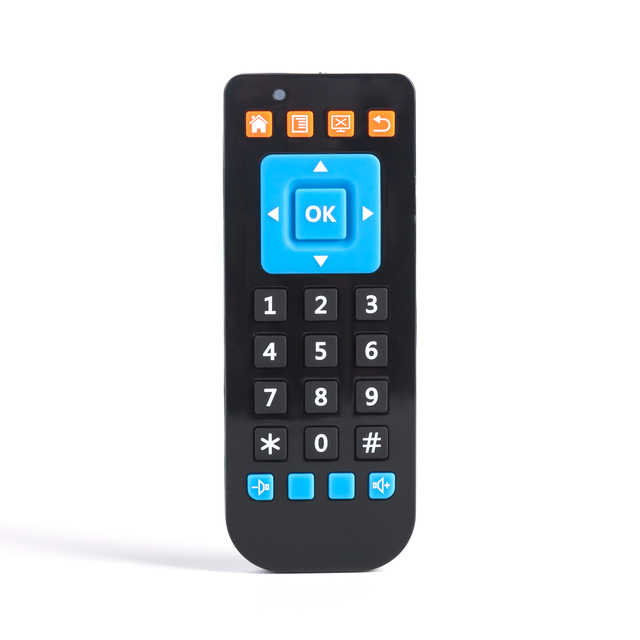 Custom Logo Black Plastic Wireless Remote Control with Blue Orange Buttons for Home Entertainment System OEM ODM