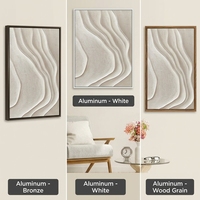 Peinture à l'huile peinte à la main, grande peinture à l'huile crème Wabi-Sabi, abstraite, cadre en alliage d'aluminium, personnalisable, vente en gros pour galerie