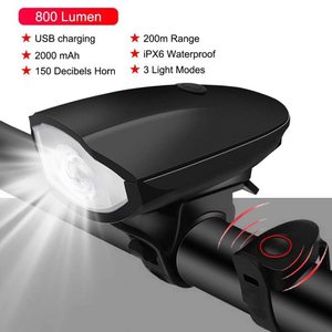 Luce Anteriore LED Impermeabile <span class=keywords><strong>per</strong></span> Bicicletta con Clacson USB, Faro <span class=keywords><strong>per</strong></span> <span class=keywords><strong>Mountain</strong></span> <span class=keywords><strong>Bike</strong></span> <span class=keywords><strong>per</strong></span> Guida Notturna con Allarme Sonoro - Product Image 4