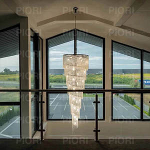 โคมไฟระย้าคริสตัลทรงยาวแบบเกลียวขนาดใหญ่พิเศษ พร้อมพู่คริสตัลหรูหรา สำหรับบันได/ทางเข้า - Product Image 3