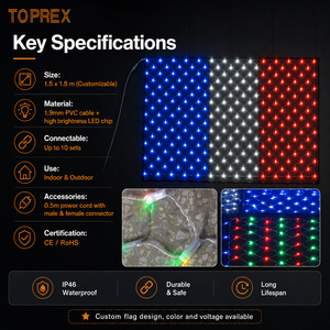 Guirlande lumineuse LED en forme de drapeau national pour la décoration d'événements intérieurs/extérieurs, 100 m, fil de cuivre noir avec LED blanc chaud, IP65/IP44 - Product Image 4