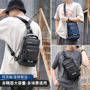 กระเป๋าคาดหน้าอกผู้ชายเฮาซวน 15 นิ้วกระเป๋าเป้สะพายหลังกันน้ำพร้อมกระเป๋าซิปชุดประจำวันสีทึบสีดำ - Product Image 2