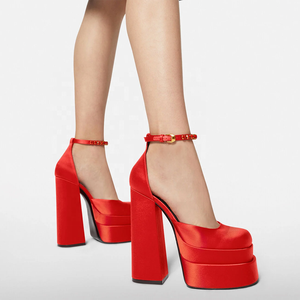 Zapatos de Tacón Alto con Plataforma Super Impermeables, Punta Cuadrada, Correa en el Tobillo, para Mujer - Product Image 6