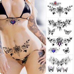 Tatuaggi Temporanei Sexy <span class=keywords><strong>per</strong></span> Donne Grandi Adesivi a Forma di Fiore e Farfalla Impermeabili Tatuaggi Finti Trucco <span class=keywords><strong>per</strong></span> il Corpo <span class=keywords><strong>per</strong></span> Ragazze - Product Image 6