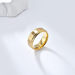 Unisex Tungsten Steel <b>Rings</b> Gold Black Steel Wedding Bands Geometric Design Minimalist Jewelry for Men and Women - Product Image 2