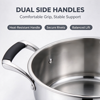 Ensemble de casseroles en acier inoxydable écologiques avec couvercles en verre, compatibles avec les cuisinières à induction et à gaz, antiadhésives, lavables au lave-vaisselle et résistantes au four