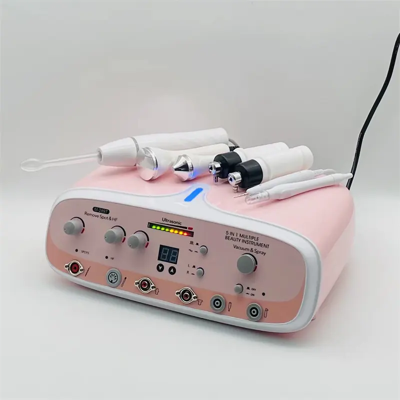 5 En 1 electroterapia profesional de alta frecuencia micro-corriente vacío Spray Facial Lift Blackhead máquina de succión