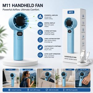 Ventilateur portable haute vitesse Turbo avec écran LCD, mini-ventilateur USB rechargeable 400 mAh, pour la maison, la voiture et l'extérieur, sans balais - Product Image 4