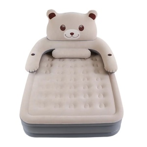 Colchón Cama de Aire Inflable para Dormir de Dos Plazas con Respaldo Diseño de Oso de Dibujos Animados para Dormitorio y Hogar - Product Image 1