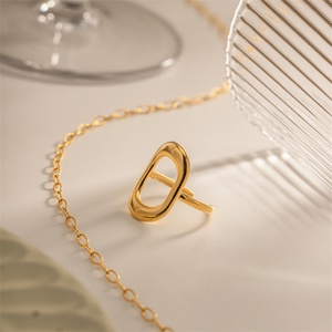 Popular Stainless Steel Adjustable Hollow <b>Ring</b> Gold Plated Geometric <b>Rings</b> Jewelry - Product Image 4