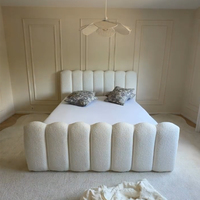 Lit King Size Populaire en Tissu Style Crème avec Rangement, Mobilier de Chambre à Coucher, Dernier Cri, Design Moderne, Lit Nuage Rembourré, En Vente