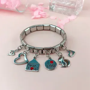 Hapiship 9mm de ancho nuevo Original Daisy I <span class=keywords><strong>Love</strong></span> You corazón flor italiano encanto pulsera de acero inoxidable fabricación de joyas DJ047 - Product Image 4