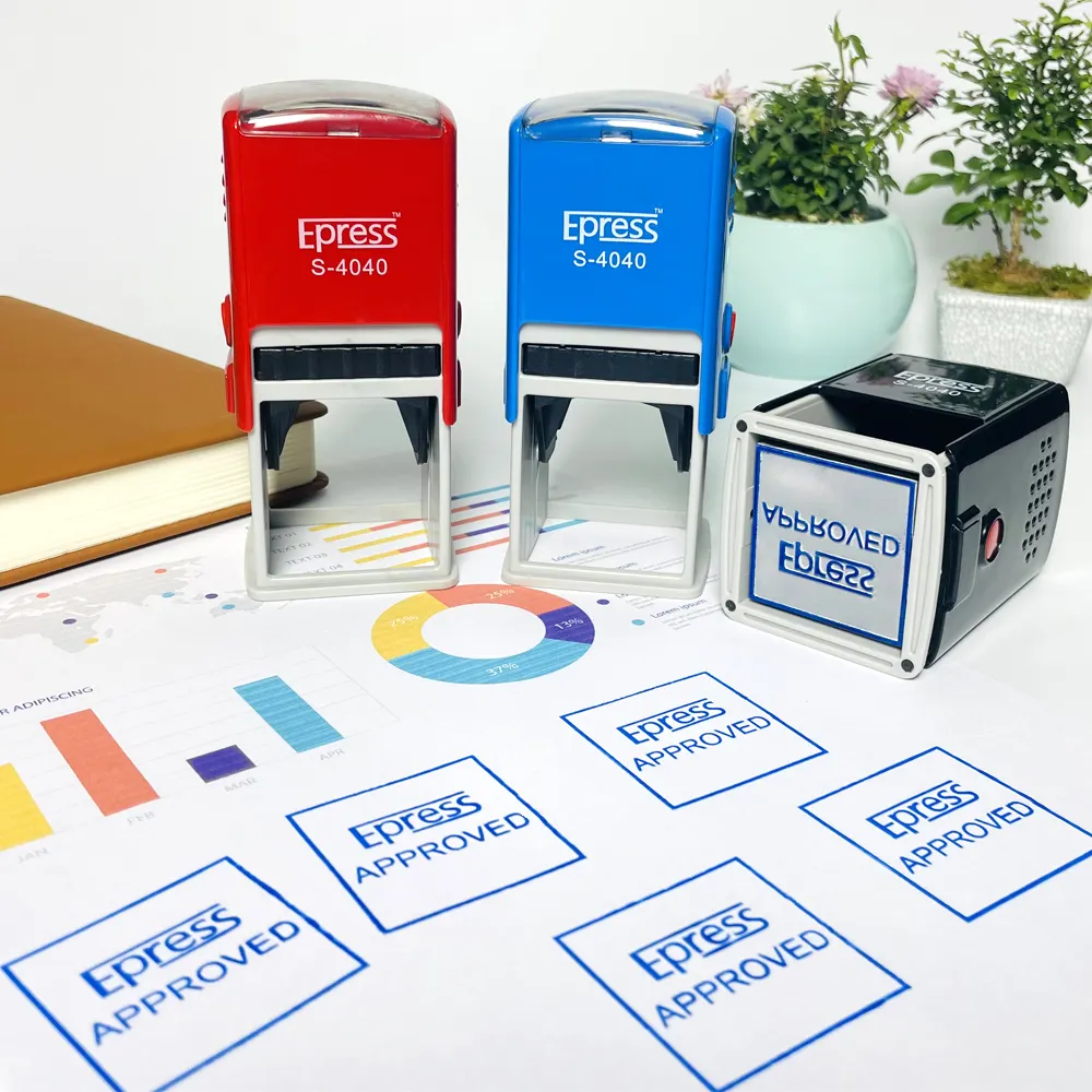Özel Logo boyut ofis kauçuk otomatik banka pulları yapmak kendinden mürekkepli damga