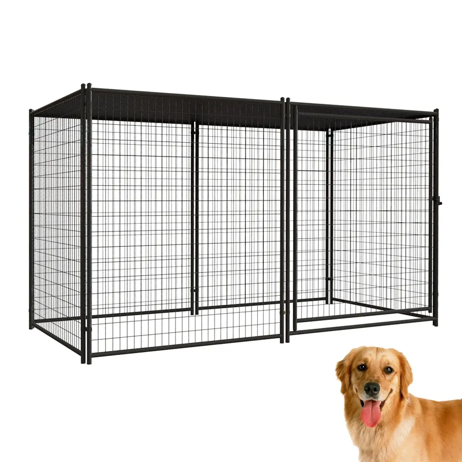 Outdoor used high Quality Outside Dog Kennels Dog Runs Dog Pens With Shelter in yellow coating(XMR)