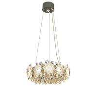 Collection de lustres floraux de luxe en cristal avec fleurs en verre texturé, pétales en cristal facetté, LED à intensité variable, garantie de 2 ans